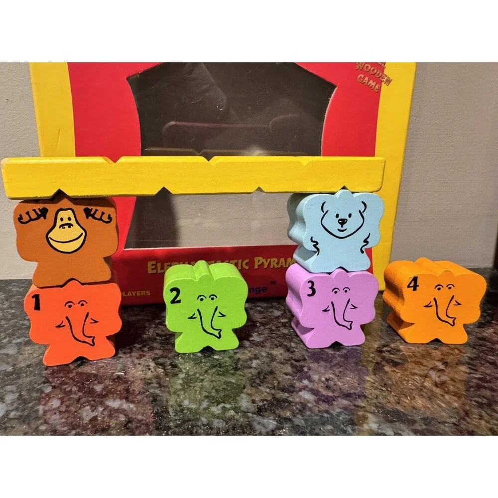 Zimbbos! Elephantastic Pyramids Wooden Kids Toy Game. 1-4 Players. Ages 3+.